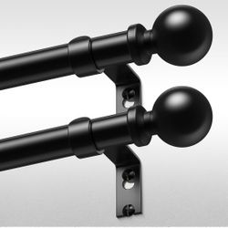 2 pack Black Curtain Rods for Windows 28 to 48 inch X(127)