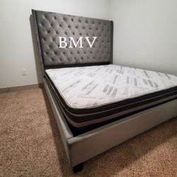 New Queen-Sized Bed Frame With Mattress Set For $675 - QUEEN MATRESS SET SOLD FOR $375 - ALSO AVAILABLE IN KING SIZE FOR $725