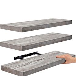 3 gray floating shelf set