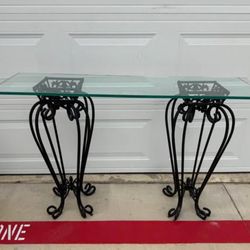 Elegant Wrought Iron & Glass Console Table