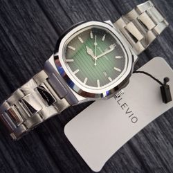 Poedegar Elevio Stainless 45mm Silver and Green Men's Luxury Watch