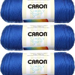 (3) Caron Simply Soft - Royal Blue - 6oz each (315 yds each)  **READ DESCRIPTION**