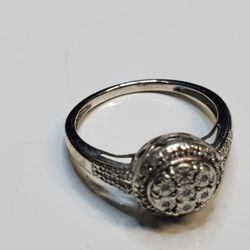 Wedding 925 Silver & Diamond Ring Diamonds Carats, Like New Size 7, Like New Estate/Vintage 
