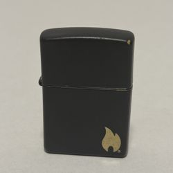 Vtg Zippo Lighter Black Matte Finish Gold Flame Logo