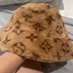 Fuzzy LV Pattern Bucket Hat Brand New