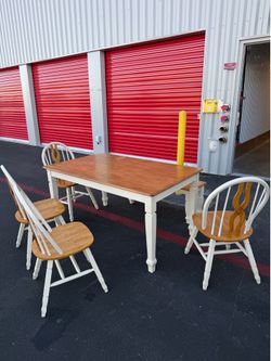 6-Piece Farmhouse Dining Set – Table, 3 Windsor Chairs & Matching Bench