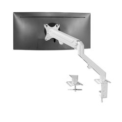 VIVO Articulating Single 17 to 27 inch Pneumatic Spring Arm Clamp-on Desk Mount Stand | Fits 1 Monitor Screen with Max VESA 100x100, White (STAND-V101