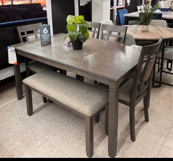 New In Boxes Grey 6pc. Dining Table Set