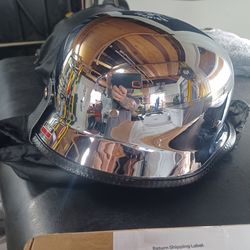 chrome motorcycle helmet
