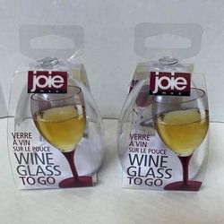 Set Of TWO (2) New Joie Wine On The Go Portable Stemmed Plastic Wine Glass BPA Free 3 1/2” H