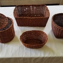 5 Pcs. Woven Wicker Organizers