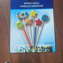 Multicolor Blast Off Birthday Candle Mix - 8-Piece Set, 2 Spiral Candles (4") & 6 Pick Candles (4.9" & 5.9") - Vibrant Party Decorations for Cakes & C