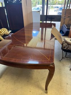 Large Wood Dining Table with Inlay Detail