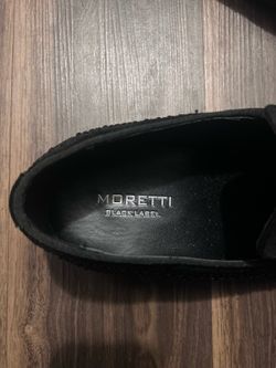 Moretti Black Label Rhinestone Loafers – Men's Size 12 EEE (Wide) – Black with Red Bottom Soles"
