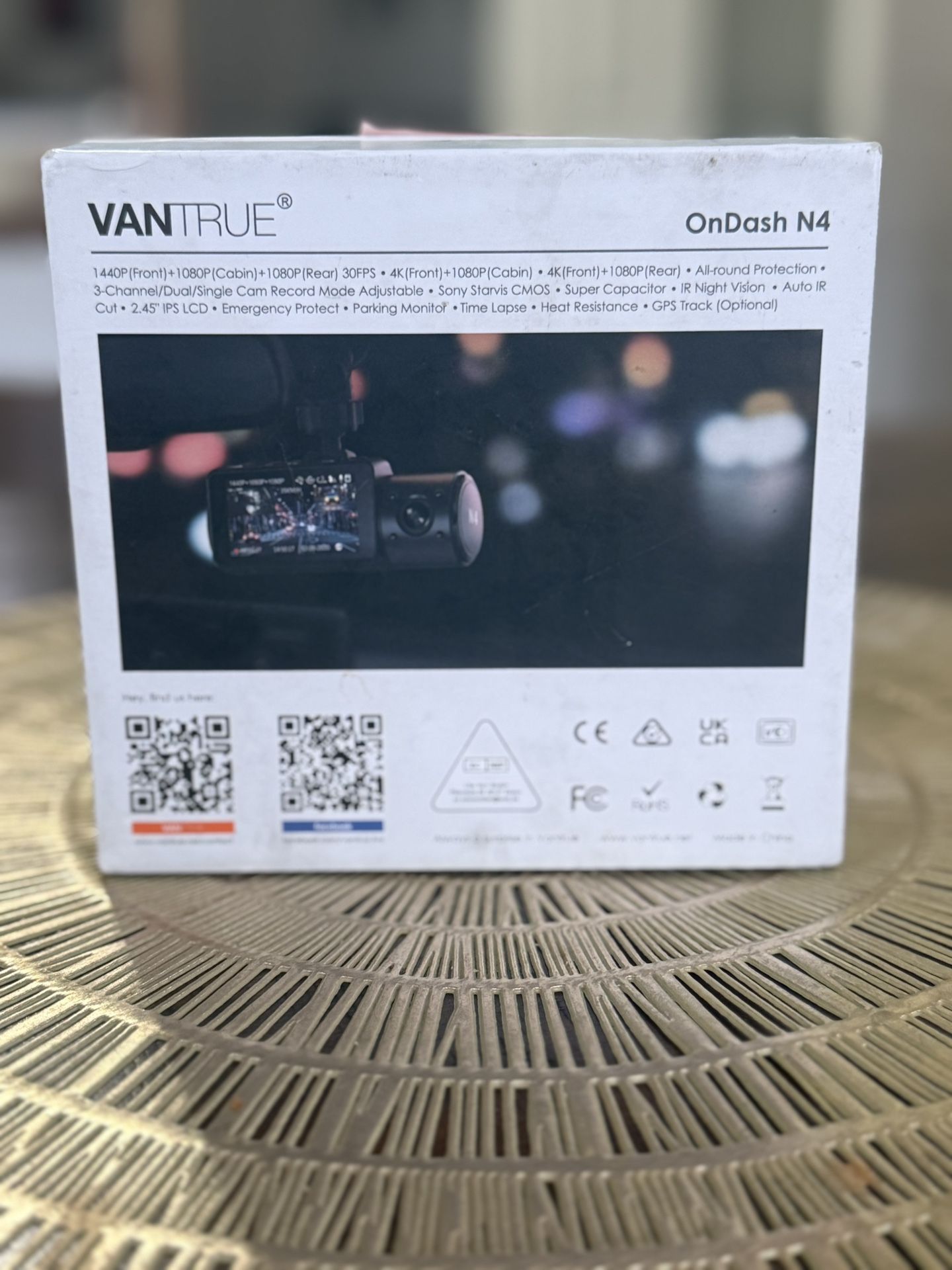 Vantrue OnDash N4 3-Channel Dash Cam – Front/Inside/Rear – 4K/1080P – Complete Set