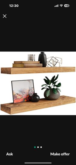 Imperative Décor Floating Wall Shelves Set Of 2 - Functional & Rustic Wooden Shelve For Home Furnishing, Bathroom, Kitchen, & Farmhouse - Handmade (Li