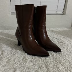 Ankle Boots for Women Pointed Toe Leather Stiletto Heel Booties