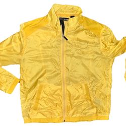 Men’s Vintage Yellow Windbreaker Rain Jacket DKNY Size XL