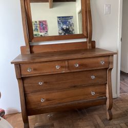Wood Dresser With Mirror