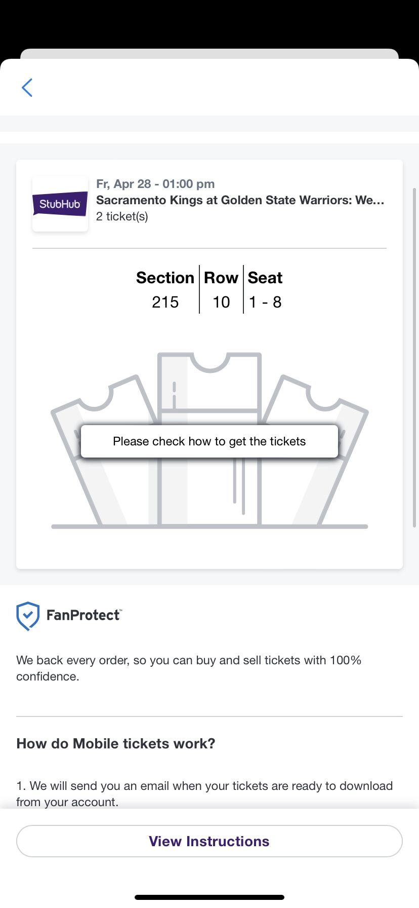 Game 6 Warriors Kings Tickets 600 Obo