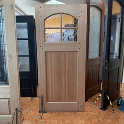 4 Lite Craftsman Mahogany Wood Front Entry Door