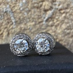 Moissanite Halo Stud Earrings Gra Certified With Box
