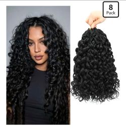 Pre looped Gogo Curl Crochet Hair 18 Inch 8 Packs Pre twisted Short Curly Crochet Hair for Black Women Ocean Wave Braiding Hair Water Wave Deep Braidi