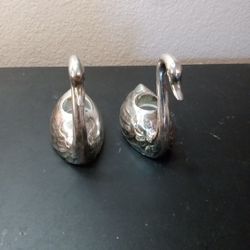 EXQUISITE VTG Godinger Silver plated 4" Swan Candle Holders
