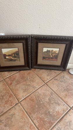 Decor, Set 2 brown framed Italy pictures