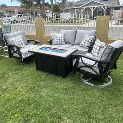 Outdoor Patio Furniture Set With Fire Pit Table