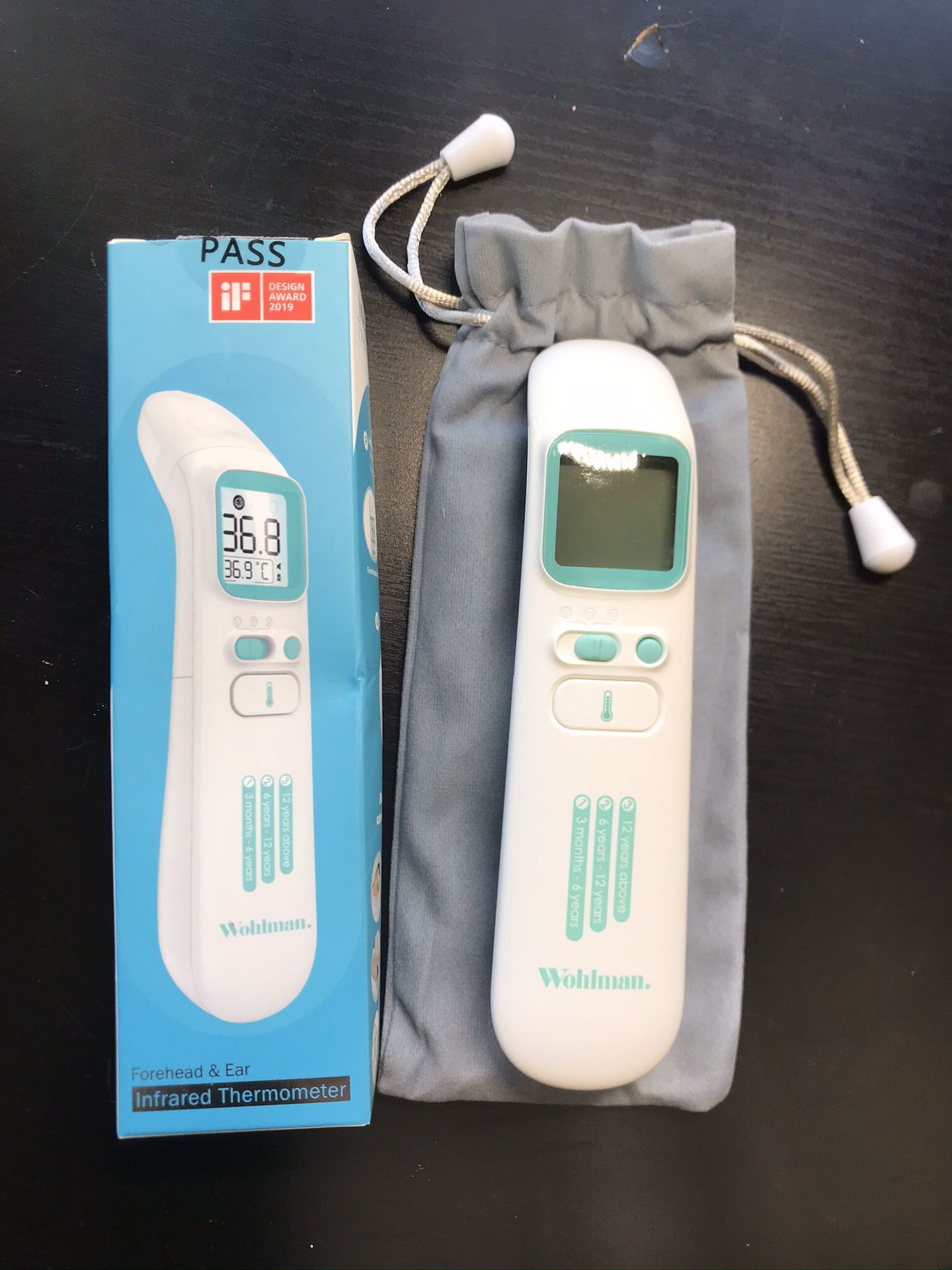 Infrared baby/adult thermometer, open box - ear/forehead - open box