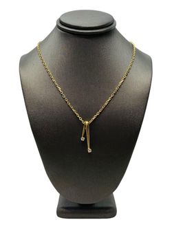 18K Yellow Gold Link Chain w/ Pendant | 7.7g | 0.12 CTW | 15"