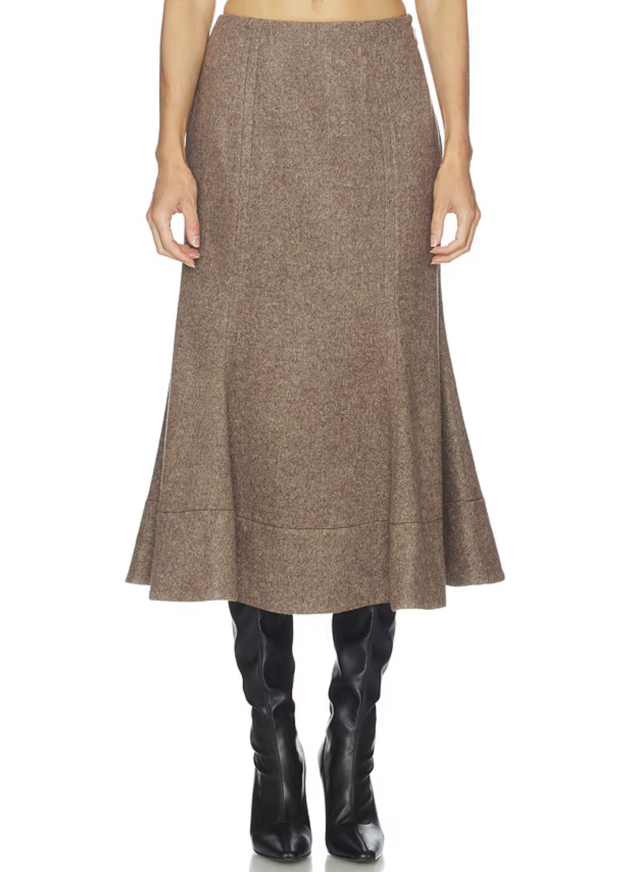 Camila Coelho Sidonia Midi Skirt Color Taupe Herringbone Size XS NWT