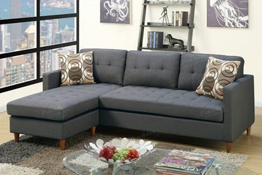 Brand new 86" × 59" blue gray/ash black/chocolate sectional