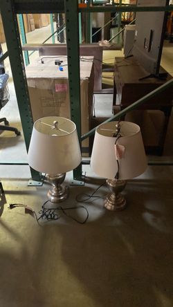 Pair of Brushed Nickel Table Lamps