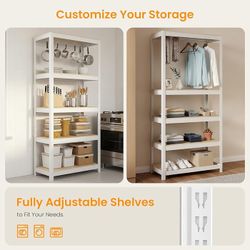 2pcs,36" W x 16" D x 72" H Closet Storage Shelves,5 Tier White Metal Shelving Unit,Adjustable Heavy Duty Garage Shelves,Utility Rack Organizer Shelf f