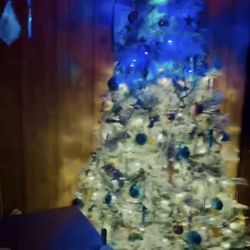 7 Foot Pre Lit Tree, With Fake Snow 