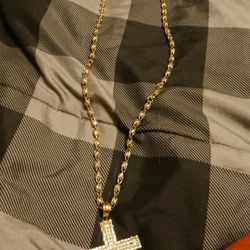 10k 30in 5mm Turkish Link Gold Chain And10k Gold Cross 
