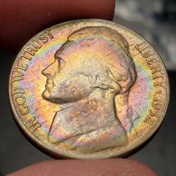 1952 Rainbow Toned Jefferson Nickel