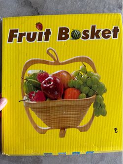 Apple Shaped Folding Collapsible Wooden Basket Fruit Bowl Decor 12" x 15"