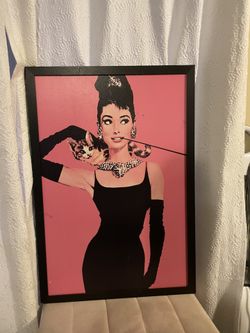Large Aubrey Hepburn Framed wall Art