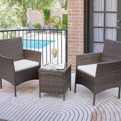 3 Piece Patio Furniture with Cushions