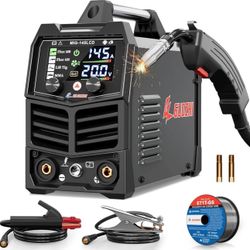 145A MIG Welder, 3 in 1 Welder FLUX MIG/Lift TIG/ARC Multi-Process Mig Welder, 110V Welding Machine, Flux Core Welder Welder Machine 110v with LCD Lar