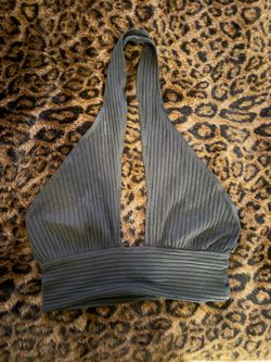 Black Ribbed Halter Crop Top
