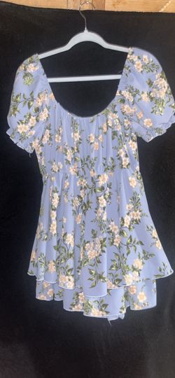Blue floral romper dress L