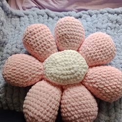 Crocheted Flower Pillow 