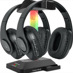 WallarGe Dual Wireless Headphones for TV 2 Pack 