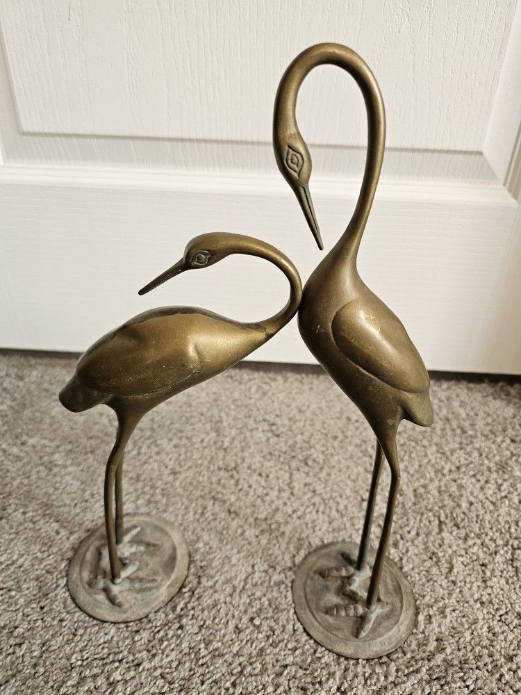 Pair of Vintage Brass Birds – Solid Décor Pieces