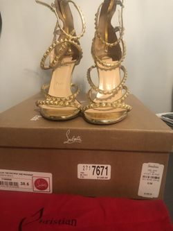 Louboutin gold strappy heels