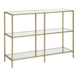Gold Glass Top Console Table / Bar Cart Table 